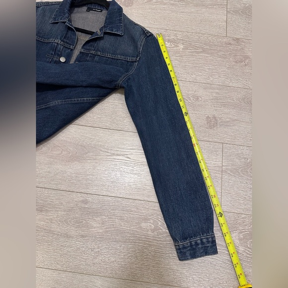 The Kooples Selvedge Blue Denim Type 2 Leather Pocket Jean Jacket L Slim - Picture 6 of 9